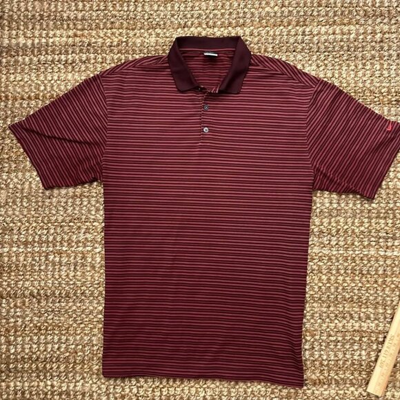 Nike Golf Polo Shirt Dri-Fit Maroon Red (XL) - Picture 3 of 6